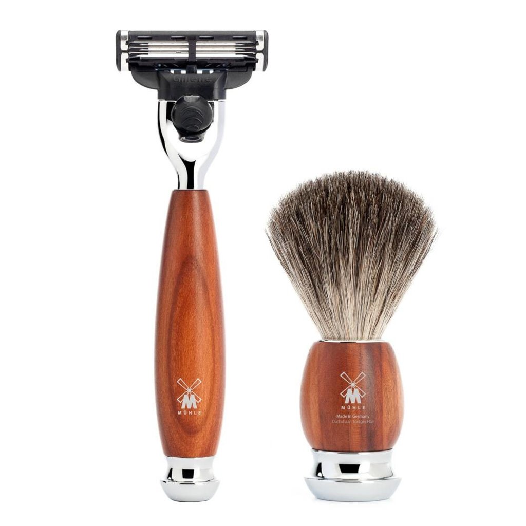 Shaving Set Vivo 4-part - Plum wood - Mach3®