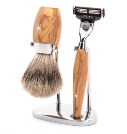 S281H870 - Shaving Set Kosmo - Olive wood - Mach3® - Badger