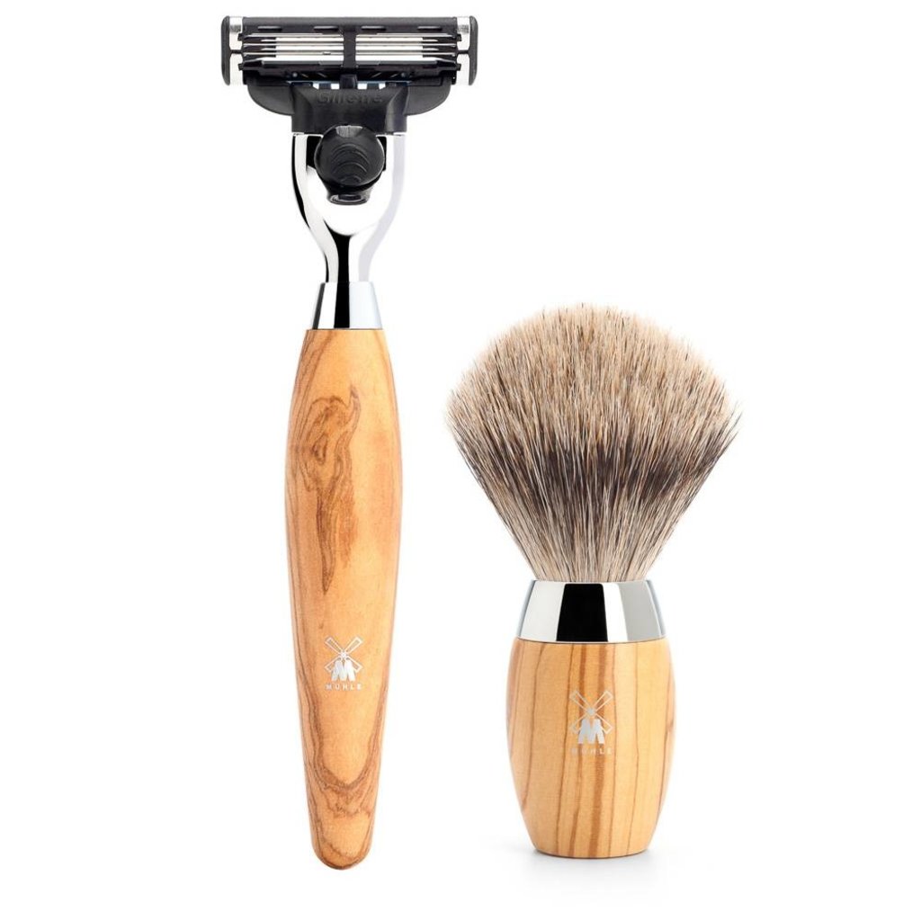 Shaving Set Kosmo 3-part - Olive wood - Mach3®