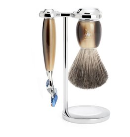 S81M332F - Shaving Set Vivo - High-grade resin Horn brown - Fusion® - Badger