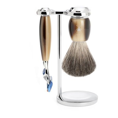 S81M332F - Shaving Set Vivo - High-grade resin Horn brown - Fusion® - Badger
