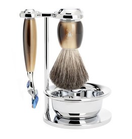 S81M332SF - Shaving Set Vivo - High-grade resin Horn brown - Fusion® - Badger
