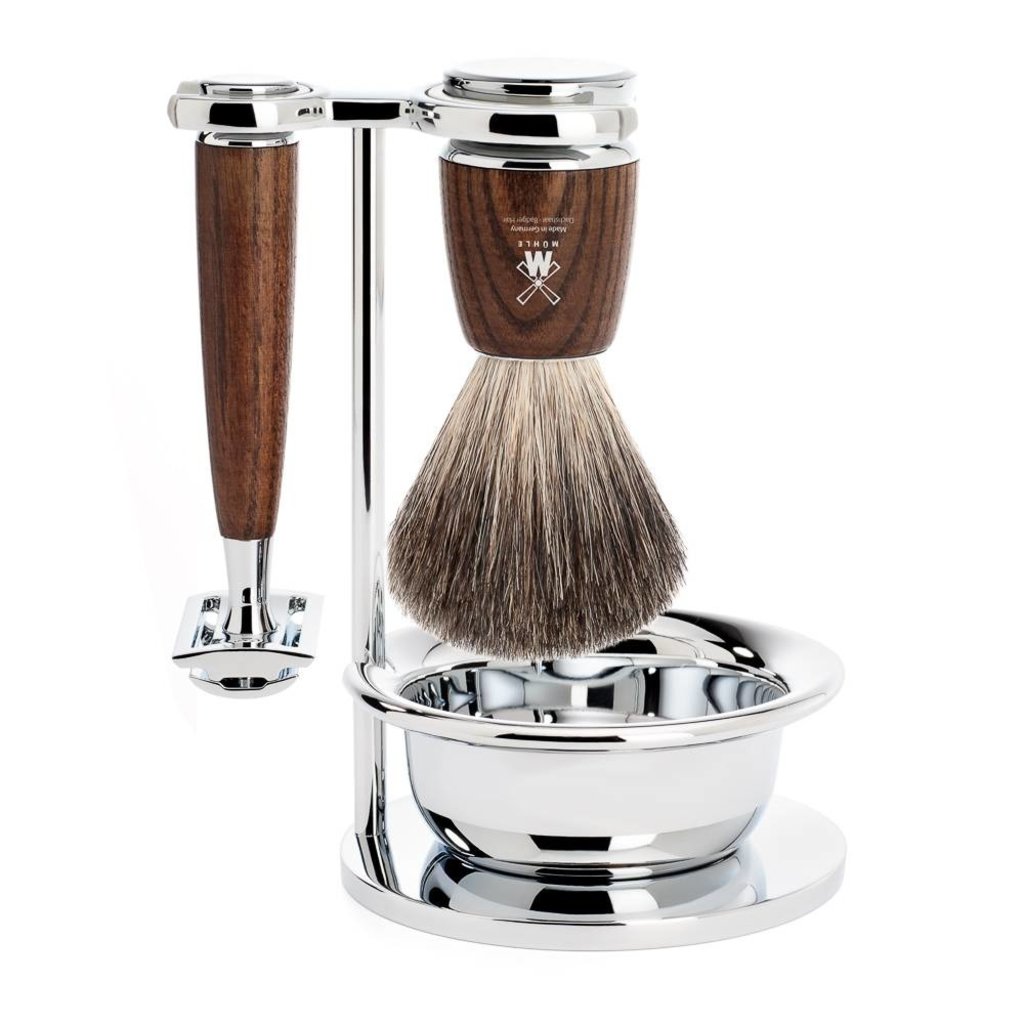 Shaving Set Rytmo 4-part - Steamed ash - Saf.Razor