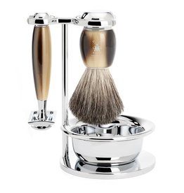 S81M332SSR - Shaving Set Vivo - High-grade resin Horn brown - Saf.Razor - Badger