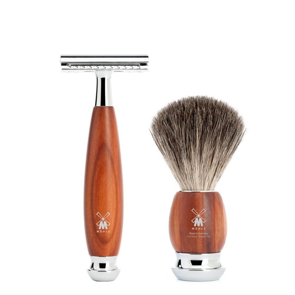 Scheerset Vivo 4-delig - Pruimenhout - Saf.Razor