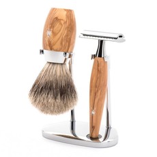 Shaving Set Kosmo 3-part - Olive wood - Saf.Razor