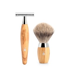 Shaving Set Kosmo 3-part - Olive wood - Saf.Razor