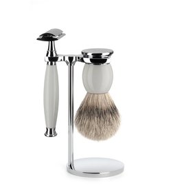 S93P84SR - Shaving Set Sophist - Porcelain - Saf.Razor - Badger