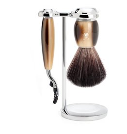 S21M332M3 - Shaving Set Vivo - High-grade resin Horn brown - Mach3® - Fibre®