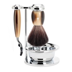 Shaving Set Vivo 4-part - High-grade resin Horn brown - Mach3®