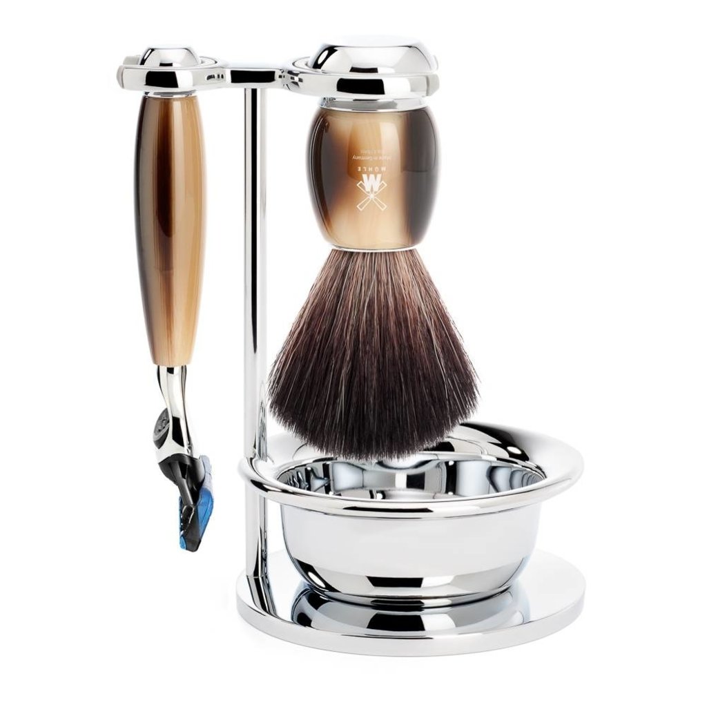 Shaving Set Vivo 4-part - High-grade resin Horn brown - Fusion®