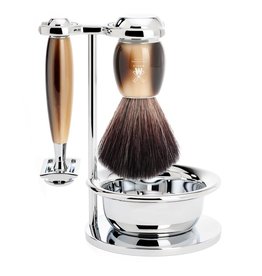 S21M332SSR - Shaving Set Vivo - High-grade resin Horn brown - Saf.Razor - Fibre®