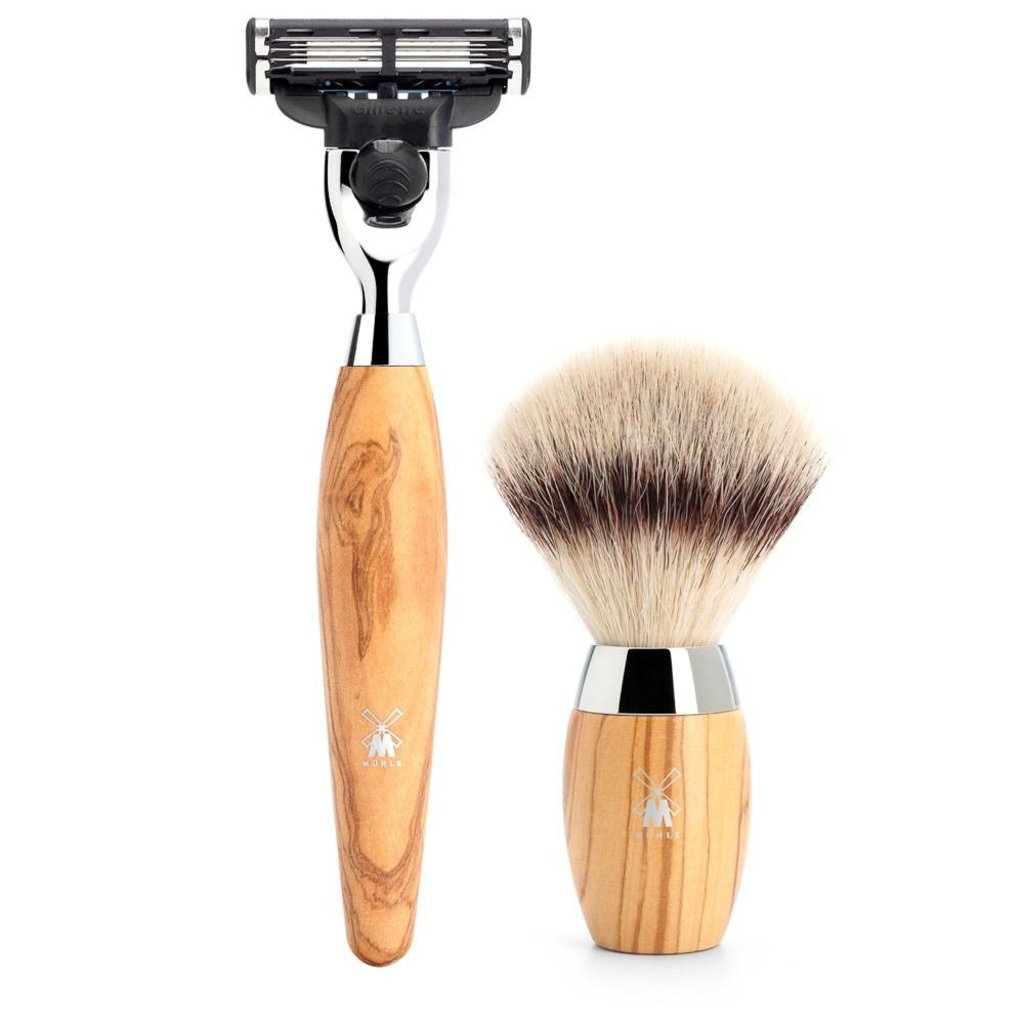 Shaving Set Kosmo 3-part - Olive wood - Mach3®