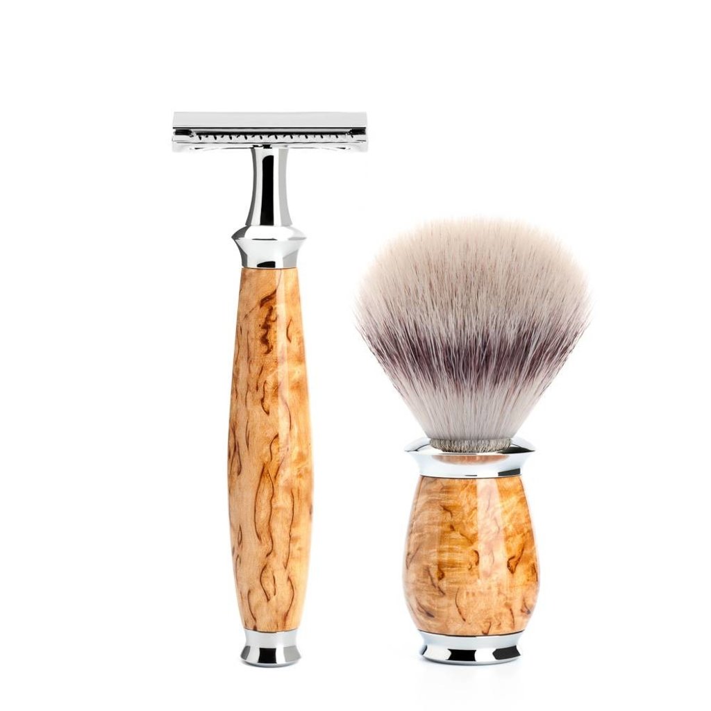 Scheerset Purist 3-delig - Maserbirke - Saf.Razor