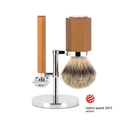 Shaving Set Hexagon - Bronze - Saf.Razor - Badger