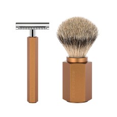 Shaving Set Hexagon - Bronze - Saf.Razor - Badger