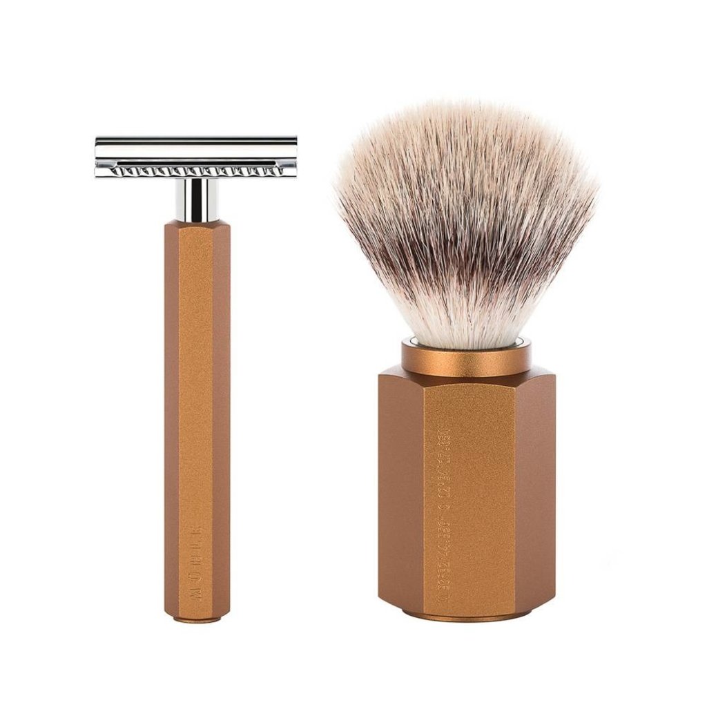 Shaving Set Hexagon - Bronze - Saf.Razor - Silvertip Fibre®