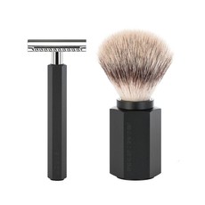 Scheerset Hexagon - Graphite - Saf.Razor - Silvertip Fibre®