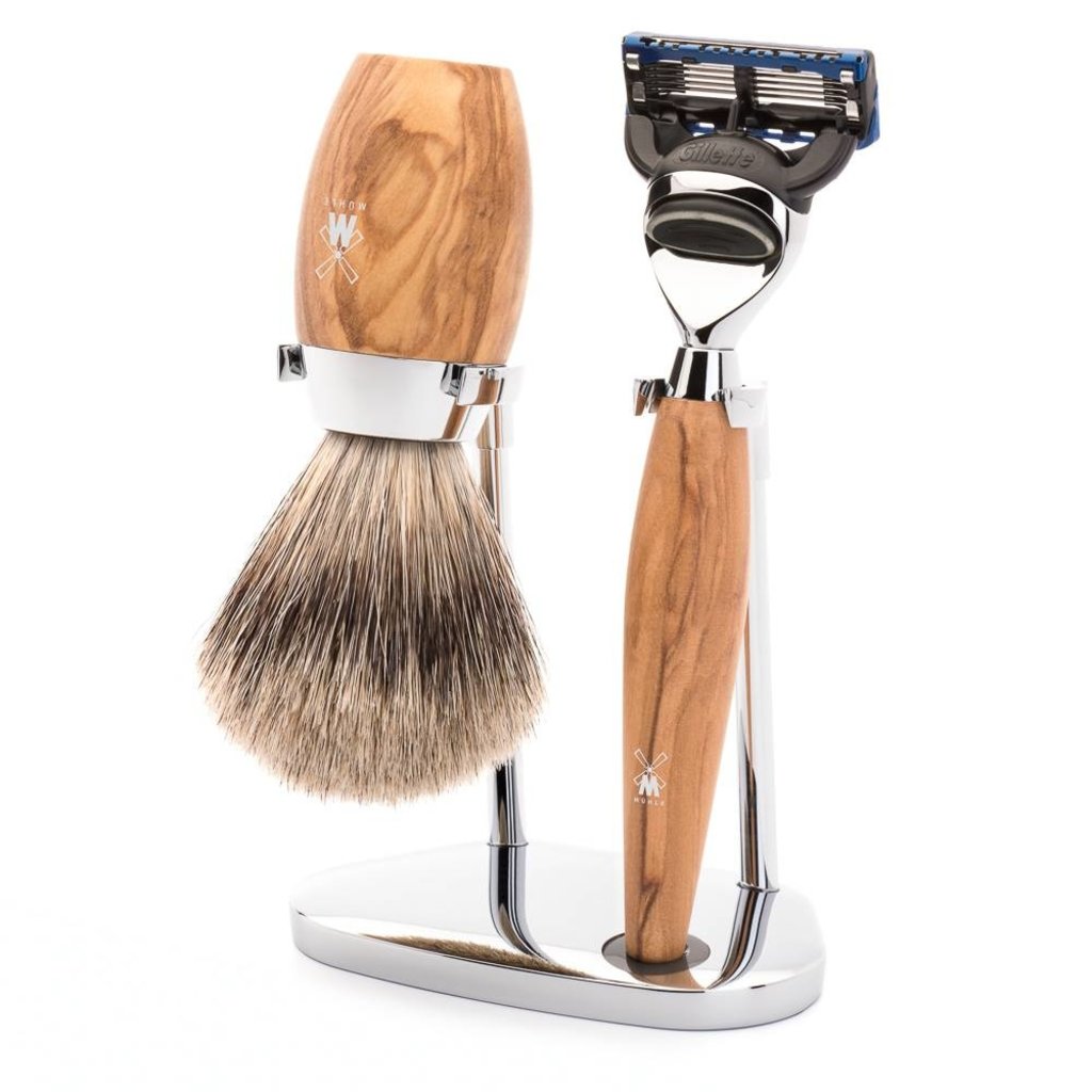 Shaving Set Kosmo 3-part - Olive wood - Fusion®