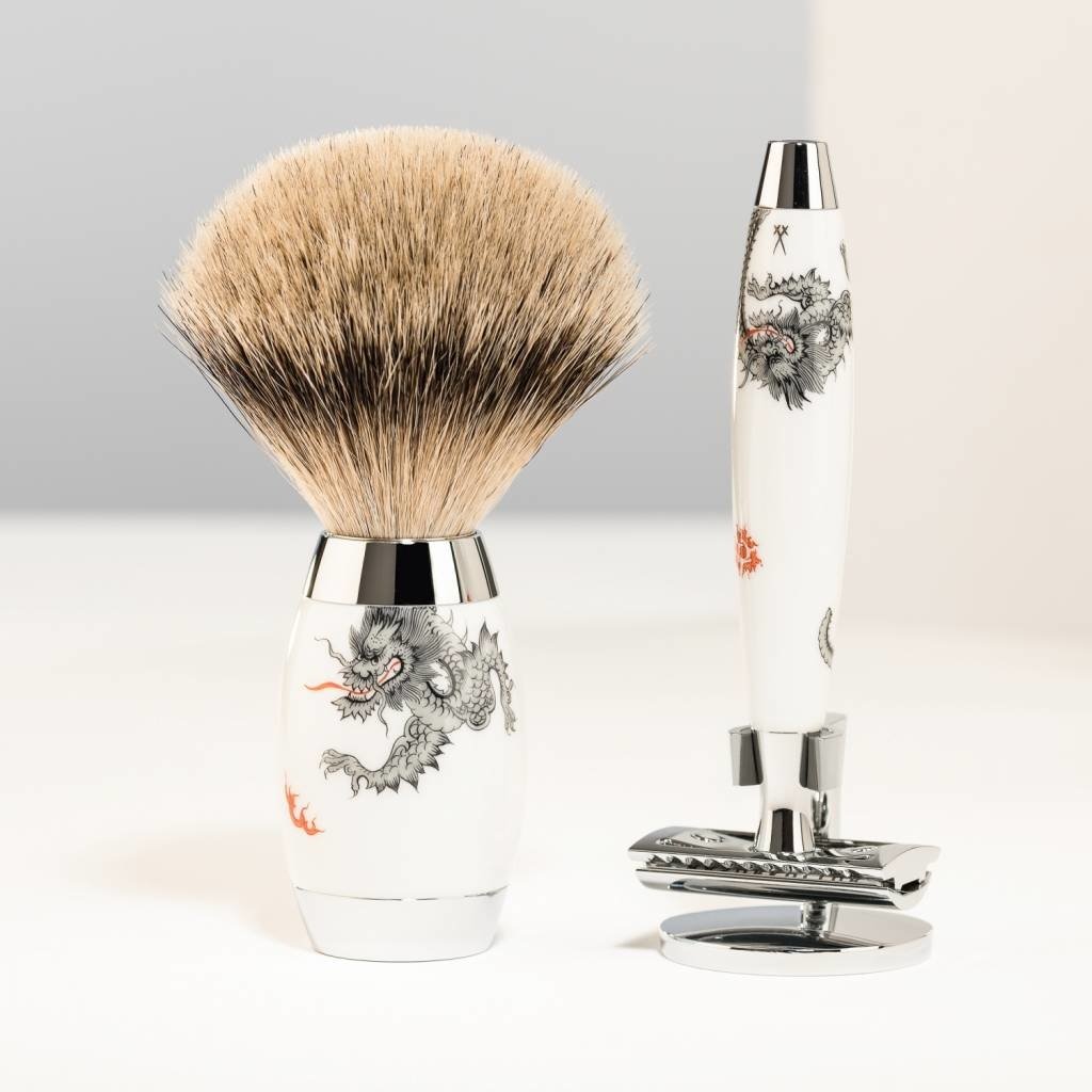 Shaving Set Meissen Porcelain -  Saf.Razor & Badger