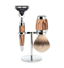 S091H72M3 - Shaving Set  Stylo - Spalted beech - Silvertip - Mach3®