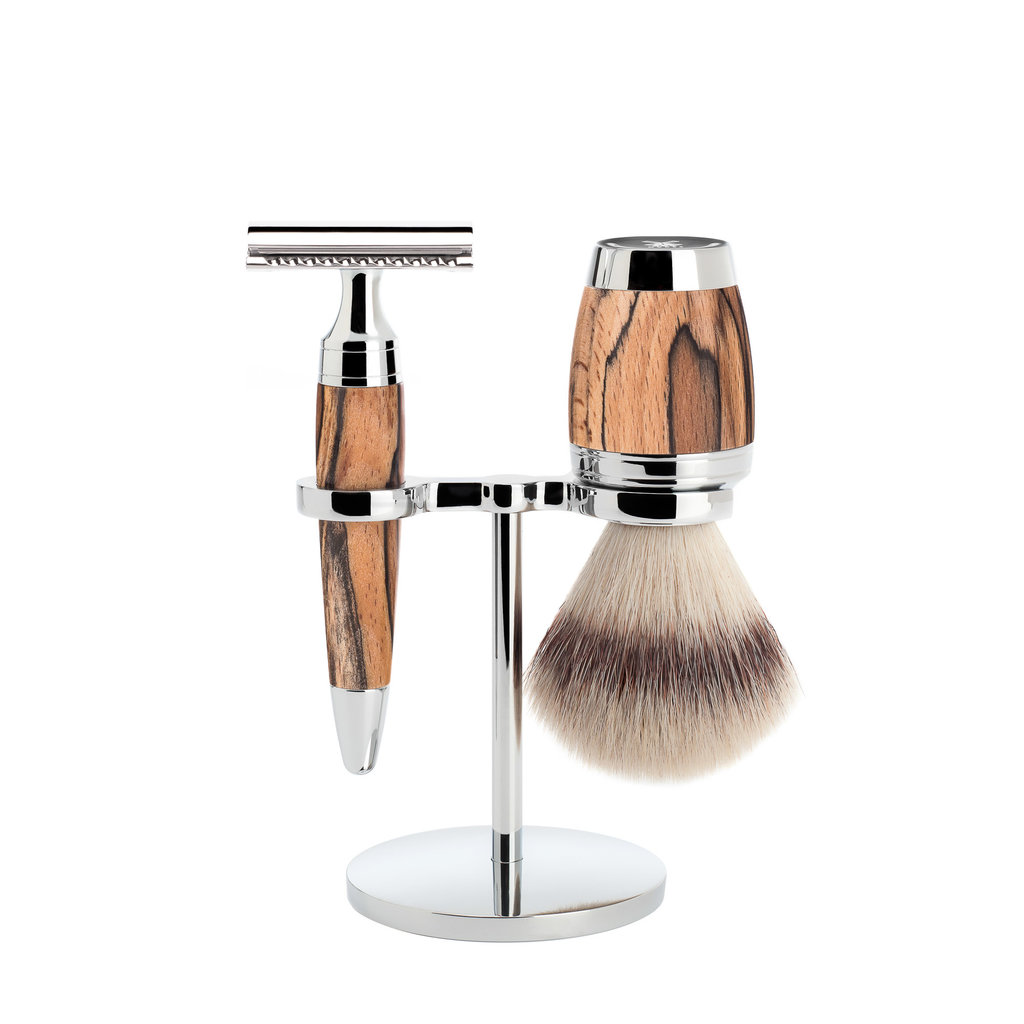 Scheerset 3-delig  Stylo - Spalted beech Saf.Razor