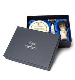 20203 - Giftbox scheerkwast, scheermes en scheercrème Sandalwood