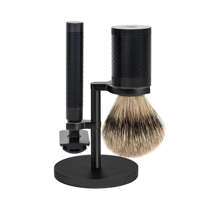 S91M96JET - Shaving Set Stainless Steel Silvertip Black/ DLC Coating