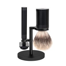 Shaving Set Stainless Steel Black/ DLC Coating Silvertip Fibre® - Rocca