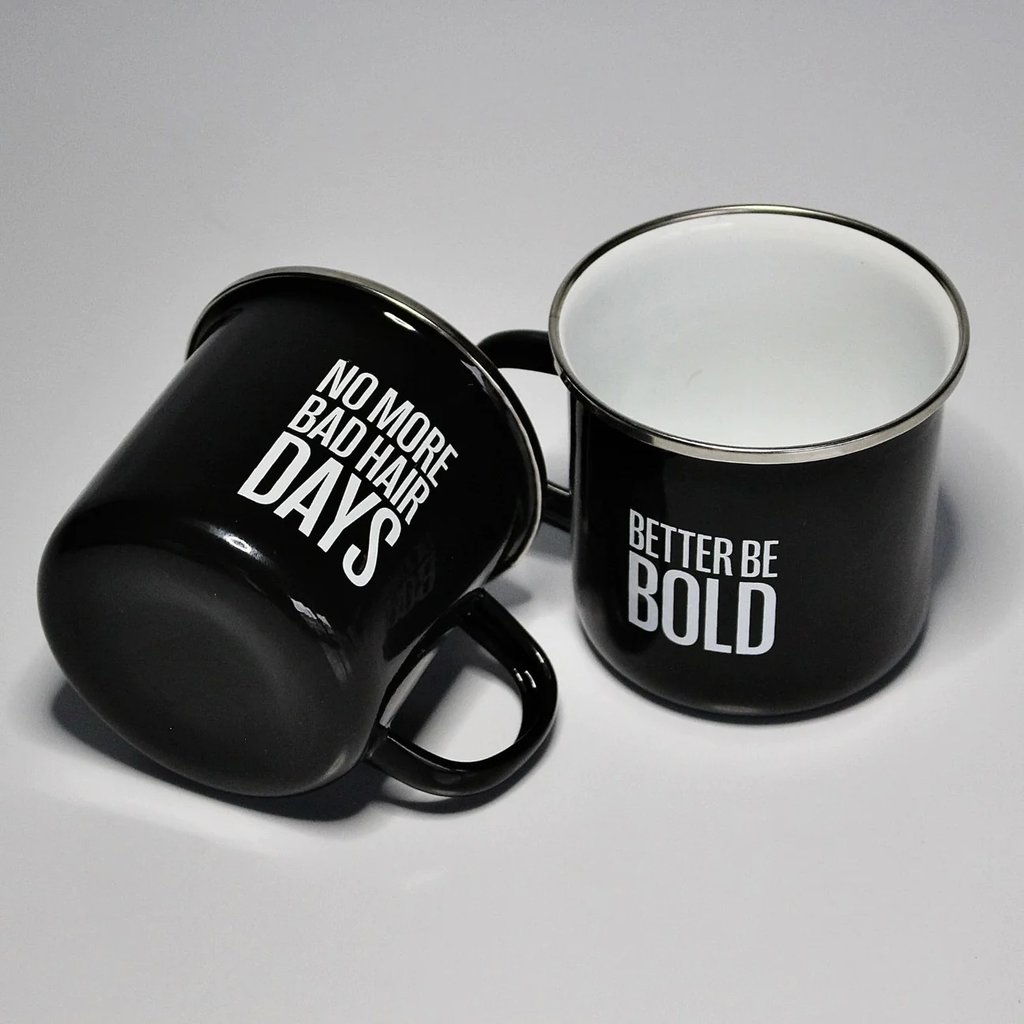 Enamel Coffee Cup No More Bad Hair Days