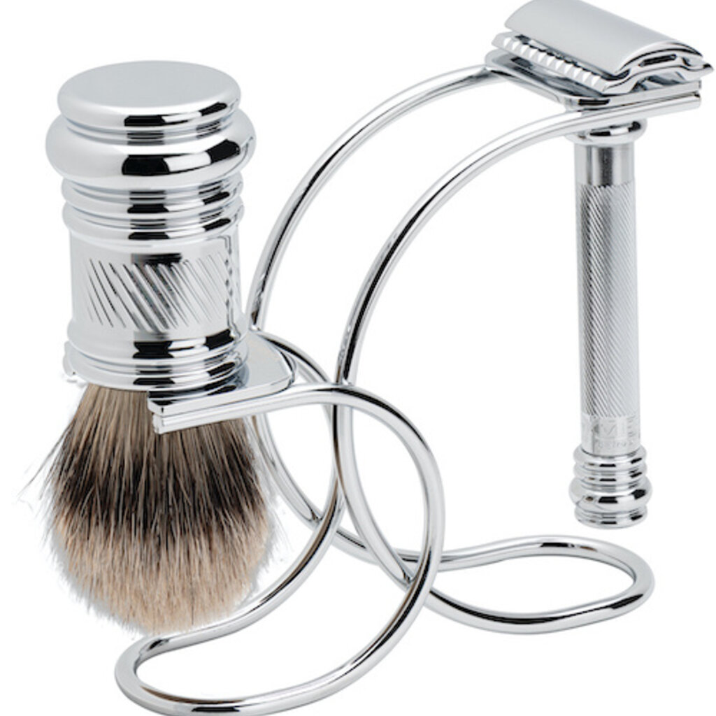 Scheerset Silvertip Scheerkwast en Safety Razor Chroom