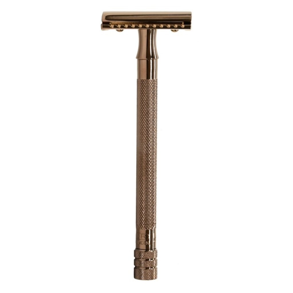Safety Razor, Long Handle, Rose Gold Plated