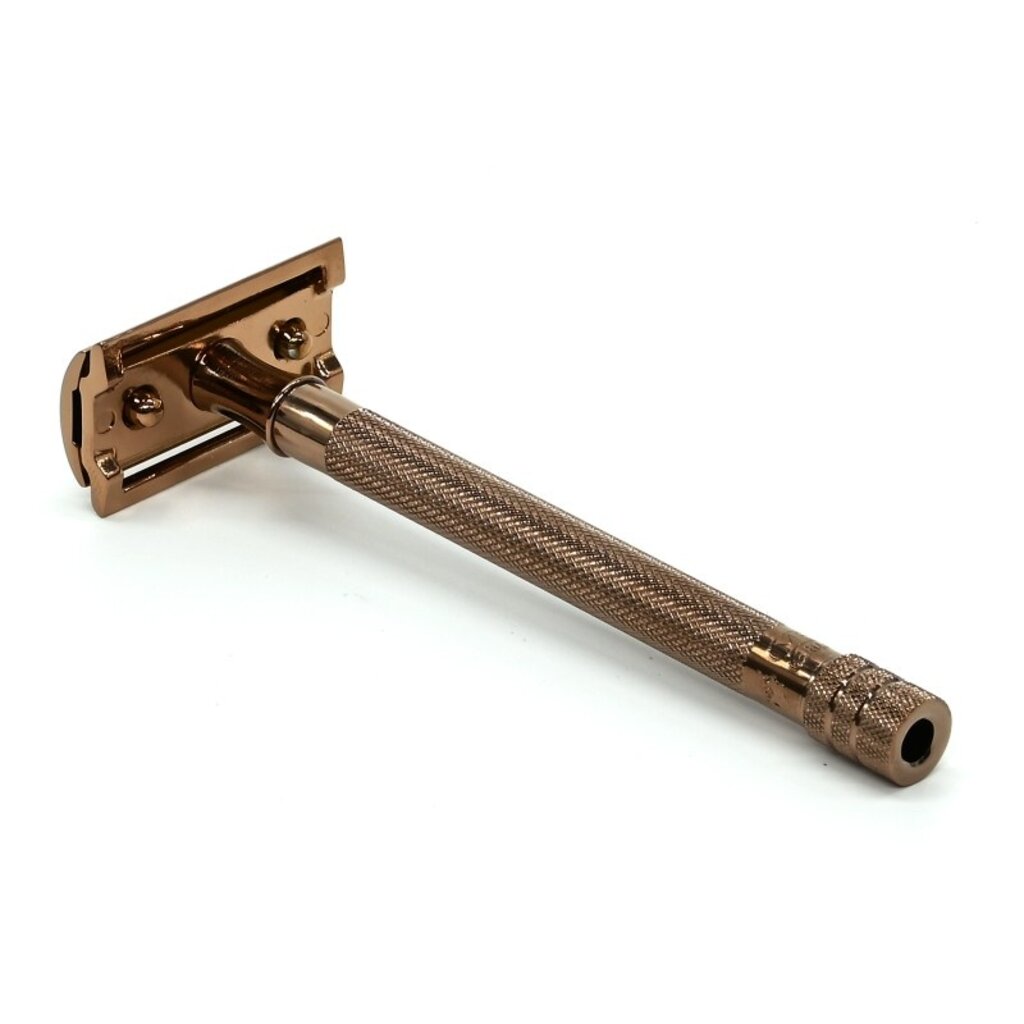 Safety Razor, Long Handle, Rose Gold Plated