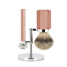 Shaving Set Hexagon Sunrise with Silvertip Badger Hair Shaving Brush