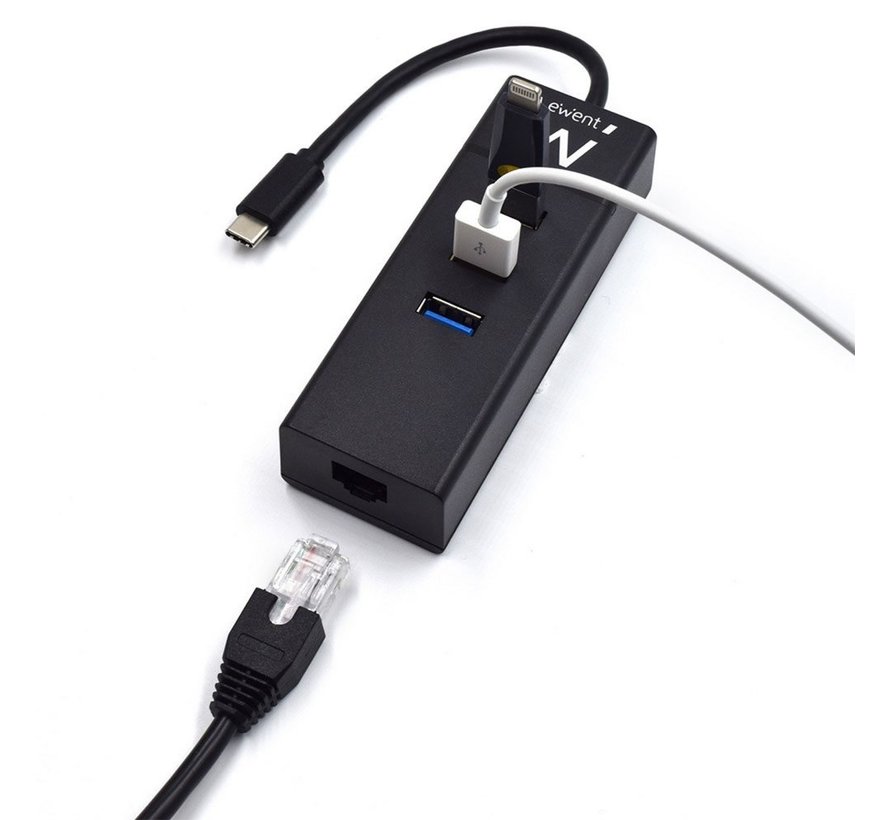 EW1141 interface hub USB 3.2 Gen 1 (3.1 Gen 1) Type-C 5000 Mbit/s Zwart