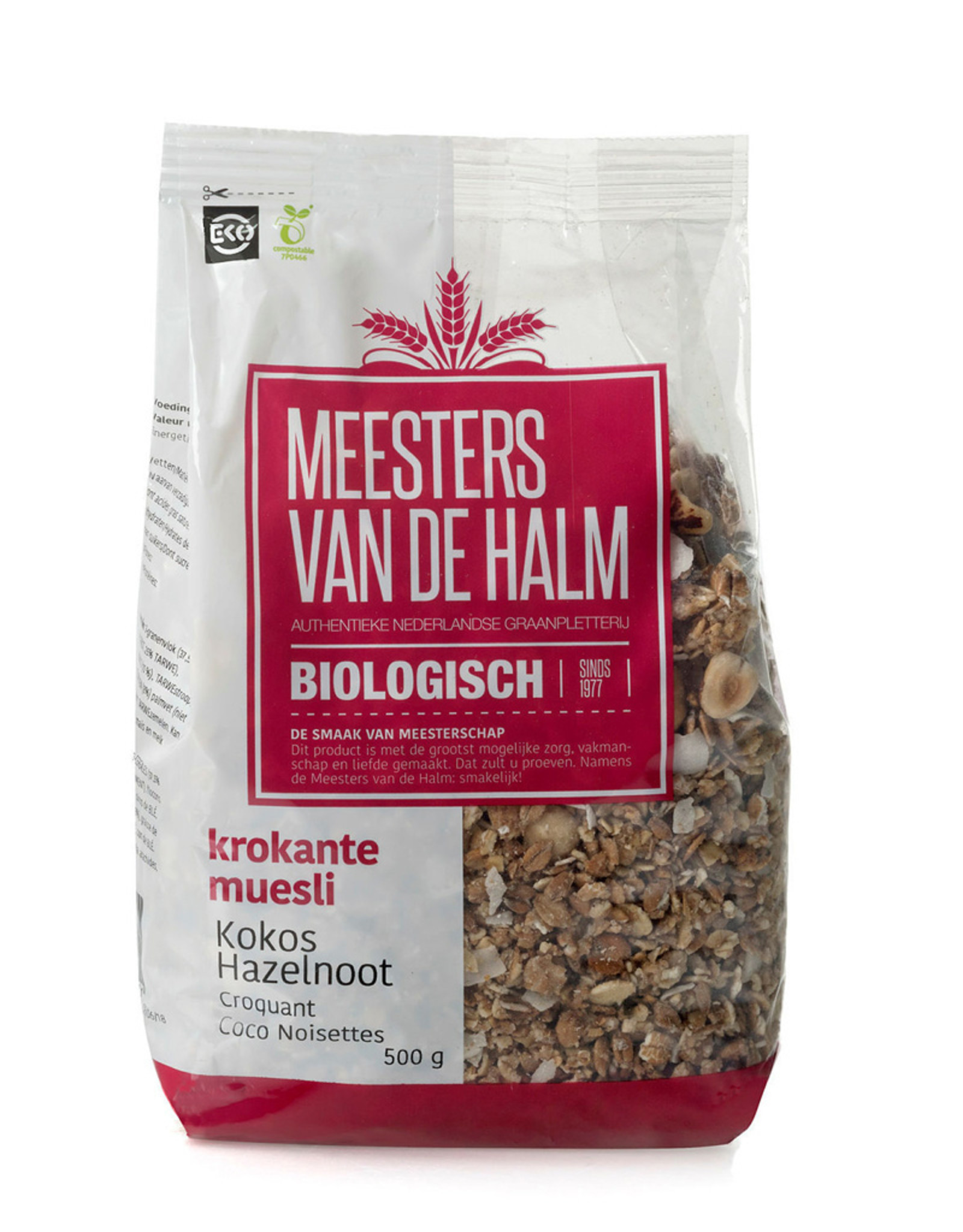 De Halm Muesli kokos krokant (hazelnoot) 500 gr