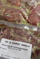 gemarineerde biefstukpuntjes, per 380 gram