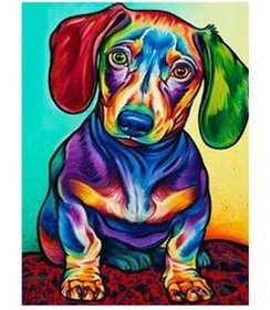 Diamond Painting 30 x 20 cm - teckel hond  - y1-2083