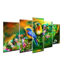 Diamond Painting - Vijfluik -vogels F2824 - vierkante steentjes