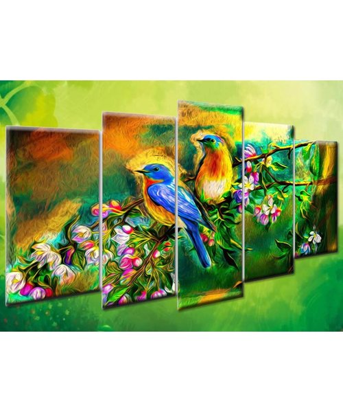 basetrade Diamond Painting - Vijfluik -vogels F2824 - vierkante steentjes