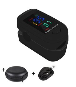 Saturatiemeter - Pulse oximeter - hartslag meter - inclusief bewaartasje - zuurstofmeter  - zwart