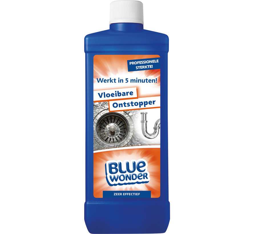 Blue Wonder Liquid Drain Cleaner 6x 750 ml Flask with Cap