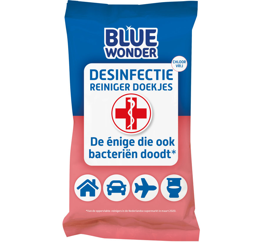 Blue Wonder Desinfectie Reis/WC Doekjes - 12x 20 omdoos