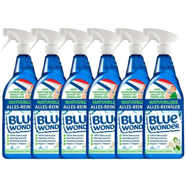 Blue Wonder Blue Wonder 100% natuurlijke Alles Reiniger Oranjebloesem Voordeelverpakking - 6x 750 ml spray fles omdoos (4,5 L)
