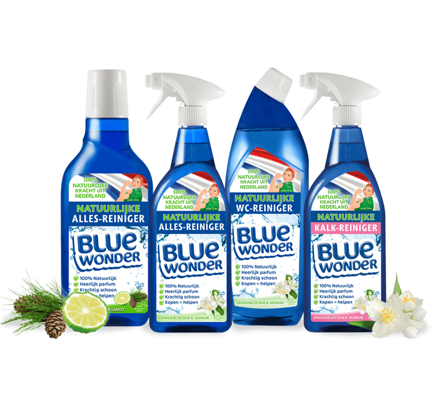 Blue Wonder 100% natuurlijke Kalk-reiniger Voordeelverpakking - 6x 750 ml spray fles omdoos (4,5 L)