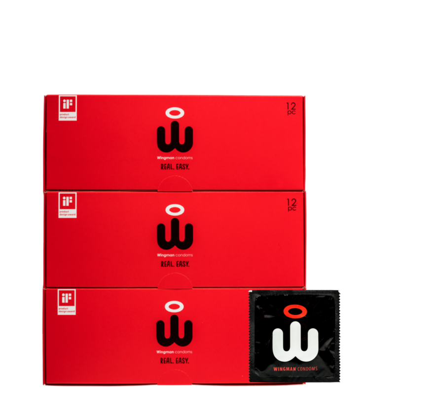 Wingman Condoms Real Easy 36 pack 56 mm + 100ML Lube Combi