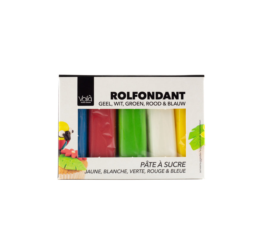 Voila Pâté a sucre Assortiment Multipack Différentes Couleurs (5x 100 gr.) - 500 grammes paquet