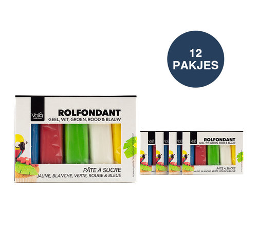 VOILA Home Bakery Voila Rolfondant Assortiment  Multipack Verschillende Kleuren  12x 500 gr. - grootverpakking  (6 kgs)