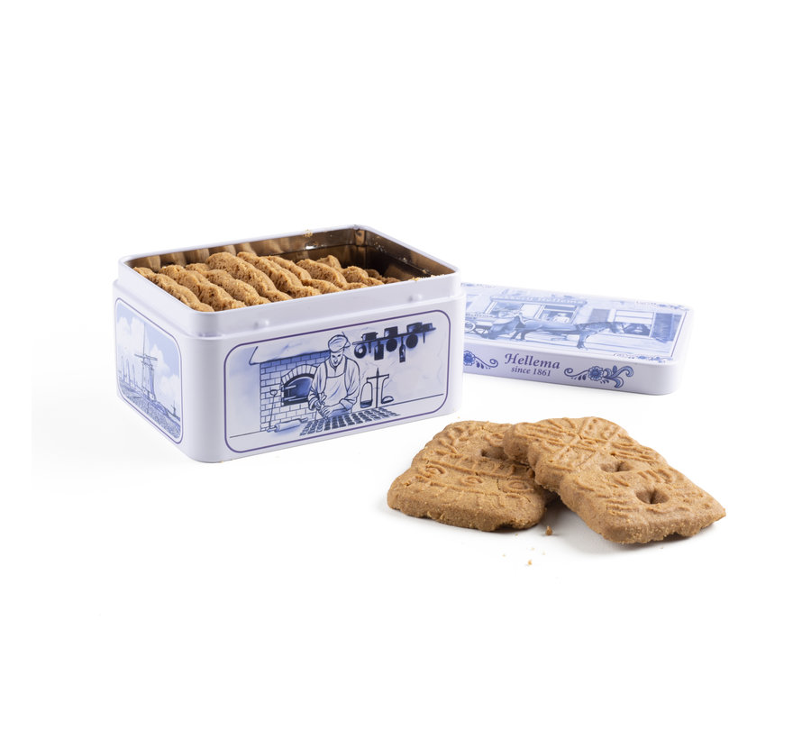 Hellema Spiced Cookies in Delft blue can - 135 gram