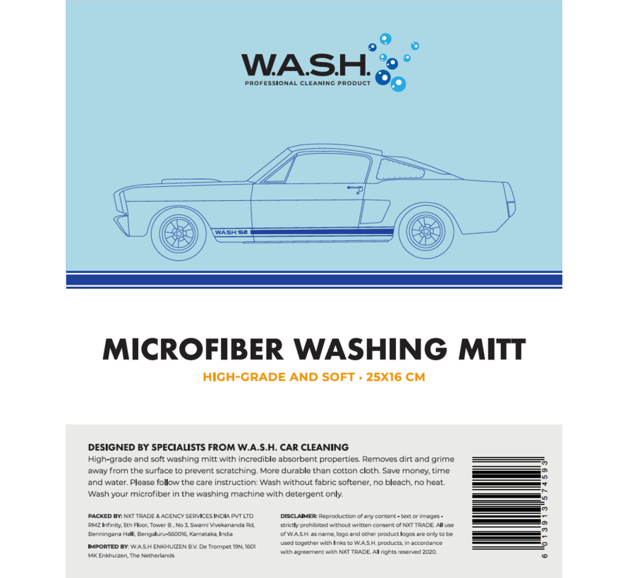 W.A.S.H. Auto washandschoen - Microvezel